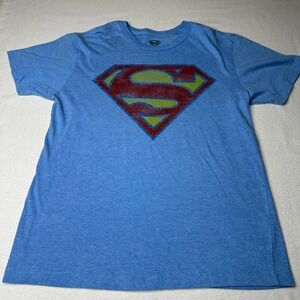 Superman Logo T Shirt Mens Size Medium Blue Short Sleeve Graphic Tee DC Comics